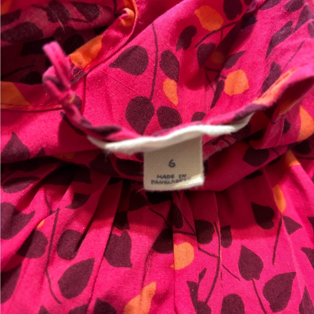 Lands End Kids Girls Dark Pink Floral Print Fit Flare Dress Size 6 - Picture 7 of 8